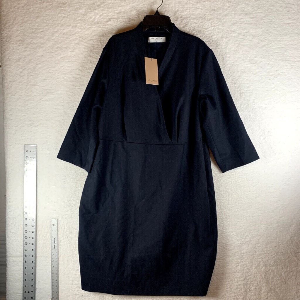 Mm Lafleur Women's The Niko Dress Sharkskin Knee Length Blue Size +1 Nwt 9141